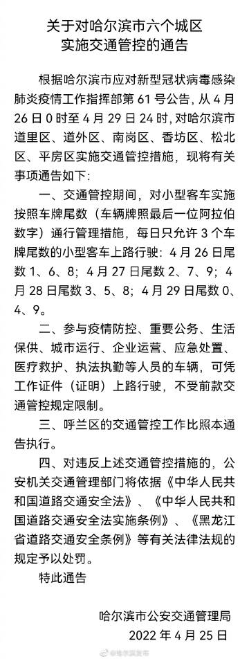 哈爾濱最新通告發(fā)布
